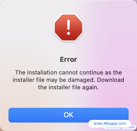 Mac安装过程出现红色感叹号“error”的解决方法