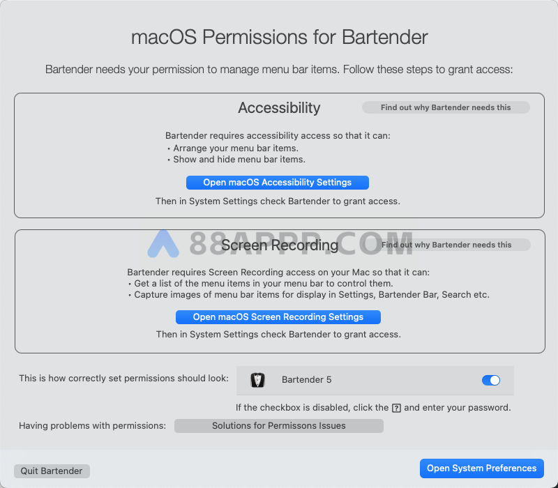 Bartender 5 for Mac v5.0.27 英文破解版 菜单栏管理软件插图1